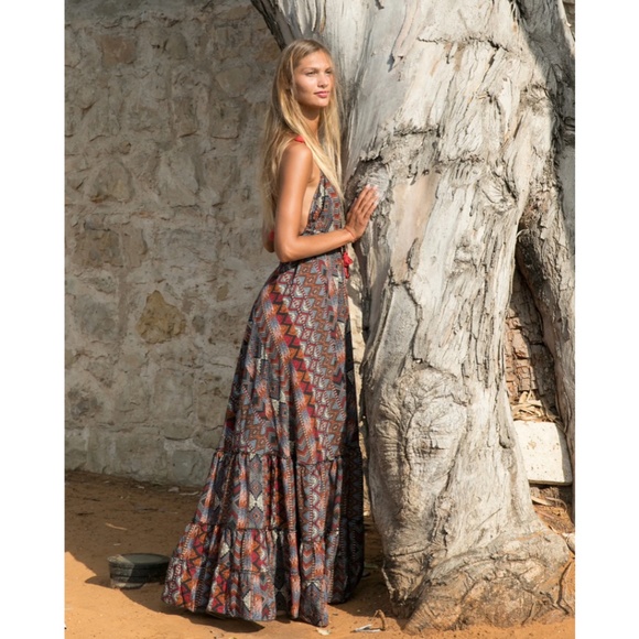 Boho maxi scarf dress in tribal print - Picture 3 of 4